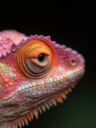 Close-up of a vibrant chameleon's eyeの素材