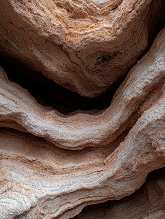 Abstract rock formation with wavy layers and texturesの素材