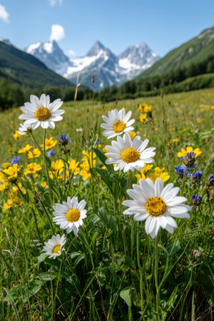 Wildflowers in a mountain meadowの素材