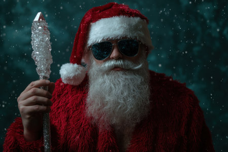 Cool Santa Claus with Sunglasses and Crystal Wandの素材