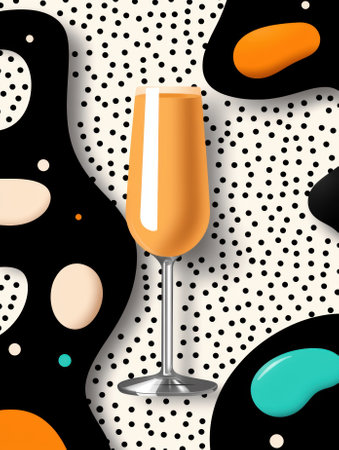 Orange juice in a champagne glass on a black and white backgroundの素材