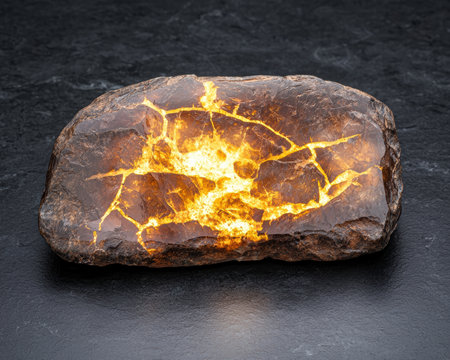 Illuminated Geode Rock Lamp: Glowing Crystal Interiorの素材