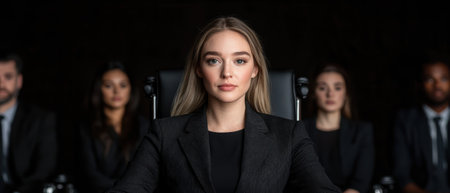 Confident businesswoman leading a team of professionalsの素材