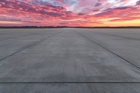 Empty runway at sunsetの素材