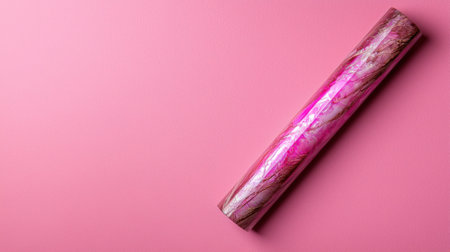 Pink marble texture vinyl roll on pink backgroundの素材
