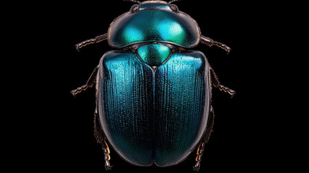 Closeup of a vibrant iridescent blue beetleの素材