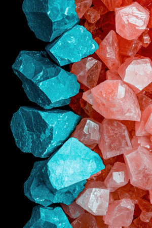 Close-up of vibrant blue and red crystalsの素材