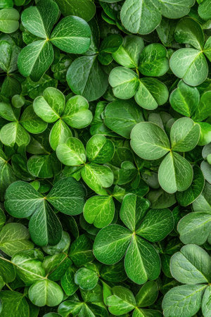 A vibrant green carpet of shamrocks.の素材