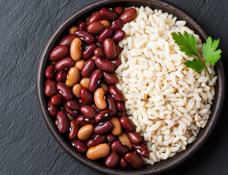 A bowl of red beans and rice.の素材