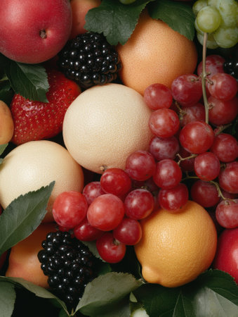 Fresh and colorful assortment of fruits.の素材