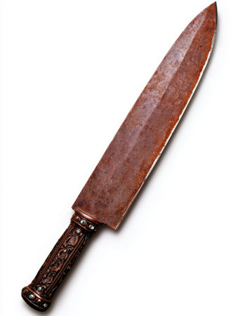 A rusty, antique dagger with an ornate handle.の素材
