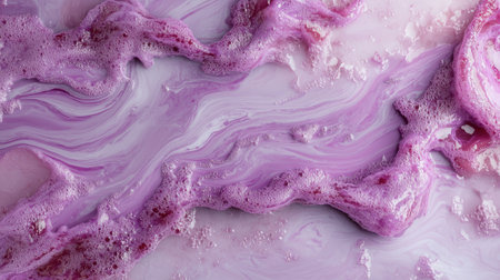 Abstract purple and white liquid with foam textureの素材