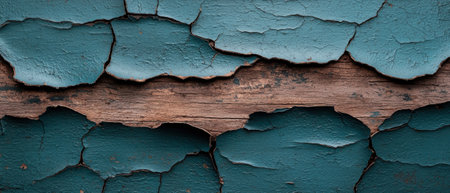 Cracked blue paint on wood background.の素材