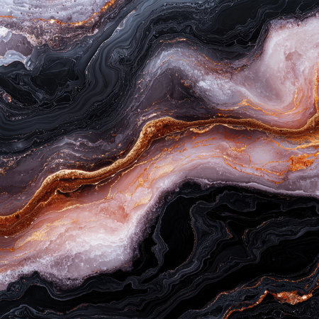 Abstract marble texture background with gold veins.の素材
