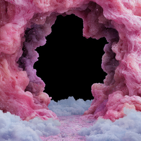 Abstract pink portal with fluffy cloudsの素材