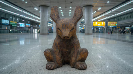 Rabbit sculpture in a modern interior.の素材
