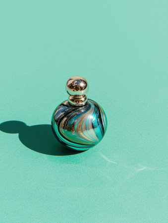Elegant perfume bottle on a vibrant background.の素材