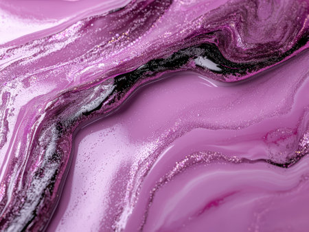 Abstract pink and black fluid art with glitter.の素材