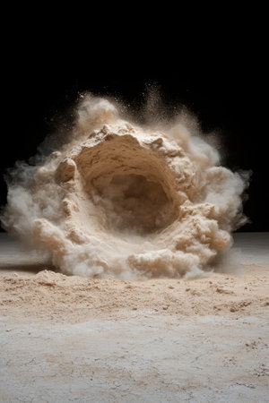 A swirling cloud of dust and sand creates a dramatic vortex.の素材
