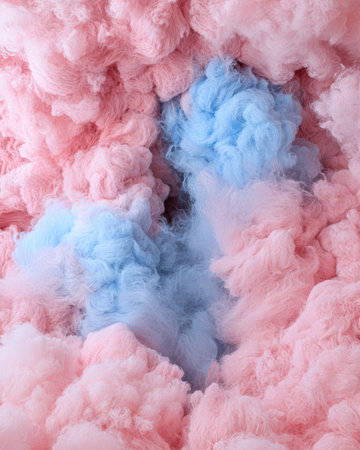 Pink and blue cotton candy clouds.の素材