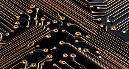 Close-up of a modern computer circuit board.の素材