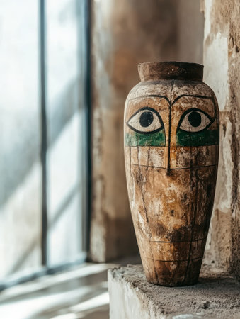 An old vase with a painted faceの素材