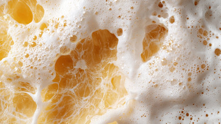 Close up of beer with foam.の素材