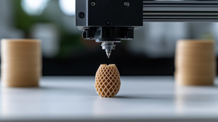 3D printer creating a lattice structure object.の素材