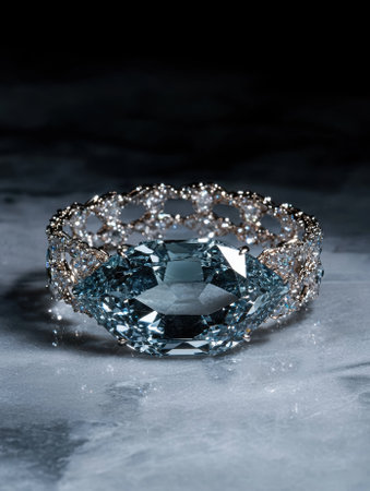 A luxurious aquamarine and diamond bracelet.の素材