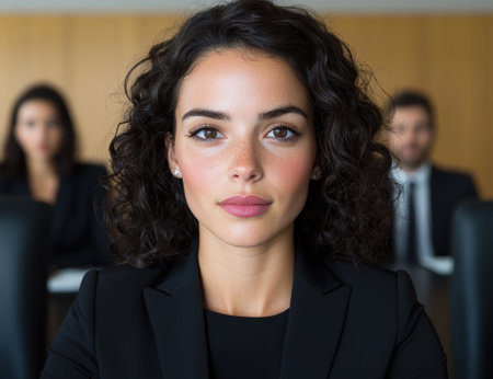 Businesswoman in a meeting with colleagues.の素材