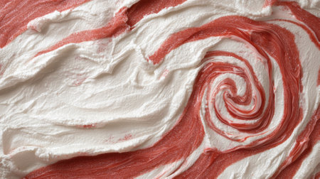 Red and white swirl cream texture backgroundの素材