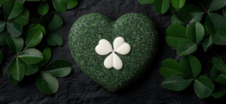 A festive green heart with a shamrock for St. Patrick's Day.の素材