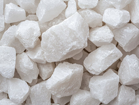 Close up of a pile of white crystal rocks.の素材