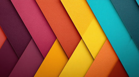 Colorful geometric background with overlapping paper layers.の素材
