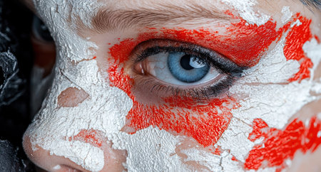 Close up of a woman's face with artistic makeup.の素材