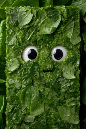 Funny spinach character with googly eyesの素材