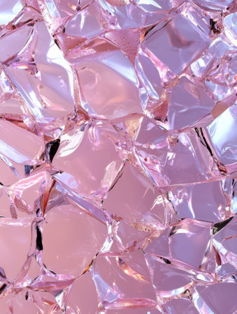 Abstract pink glass mosaic background with shiny reflections.の素材