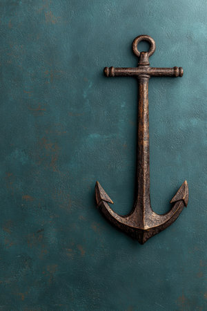 A vintage anchor on a textured background.の素材