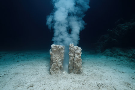 Underwater geothermal vent spewing smoke.の素材