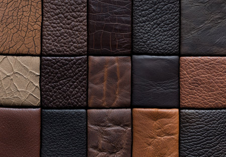 A collection of different brown leather textures.の素材