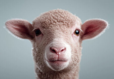 Close-up portrait of a cute lamb.の素材
