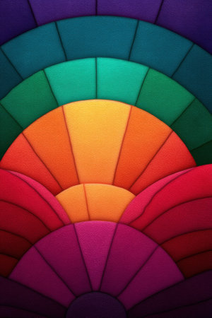 Colorful abstract geometric design with textured layers.の素材