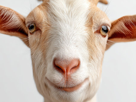 Close up portrait of a goat face.の素材