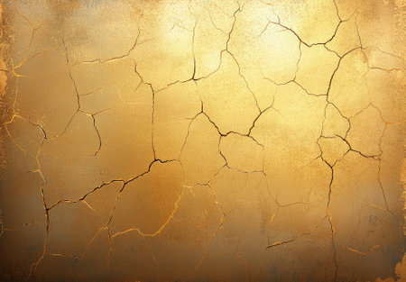 Cracked gold surface texture background.の素材