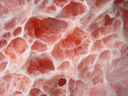 Delicate pink rhodochrosite mineral stone texture with intricate patterns.の素材