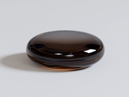 Elegant brown glass container with smooth, rounded design.の素材