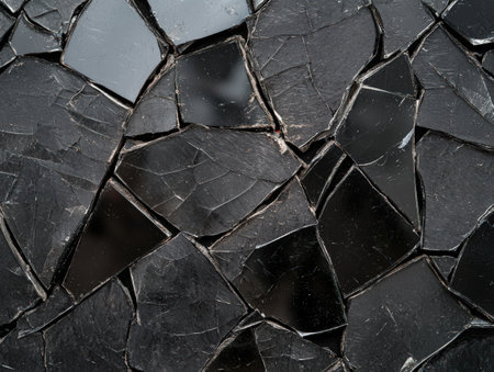 Abstract dark obsidian shards background with sharp edges.の素材