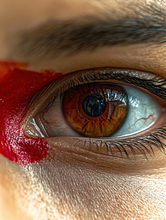 Intense eye with striking red makeup detail.の素材