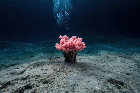 Vibrant pink coral flourishes beneath the ocean surface.の素材