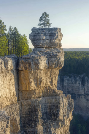 Monument Rocks stand tall in the beautiful landscape.の素材